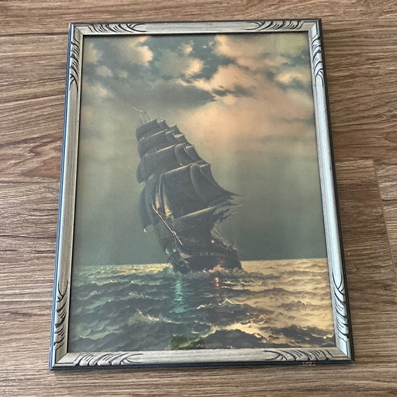 Antique Framed Gordon Grant 1927 Lithograph Print USS Constitution Old Ironsides - Picture 1 of 9